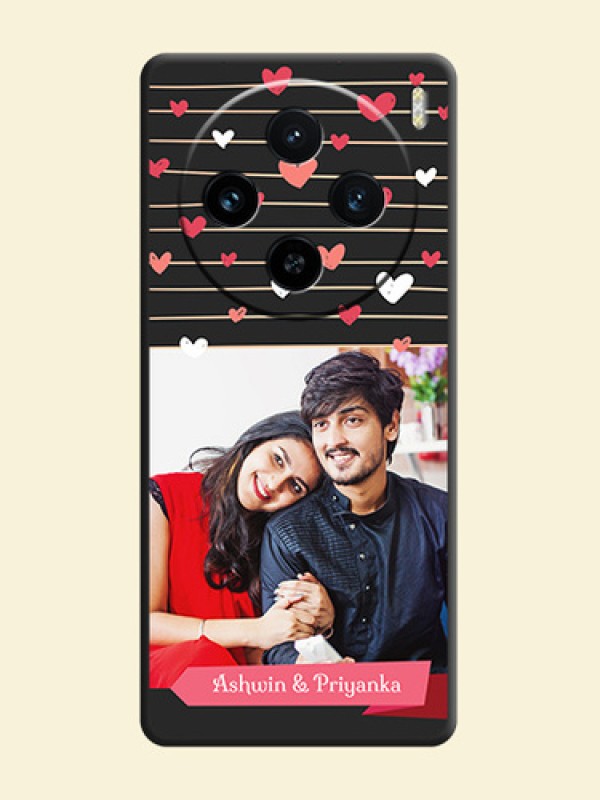 Love Pattern with Name on Pink Ribbon - Photo on Space Black Soft Matte Back Cover - Vivo X100 5G