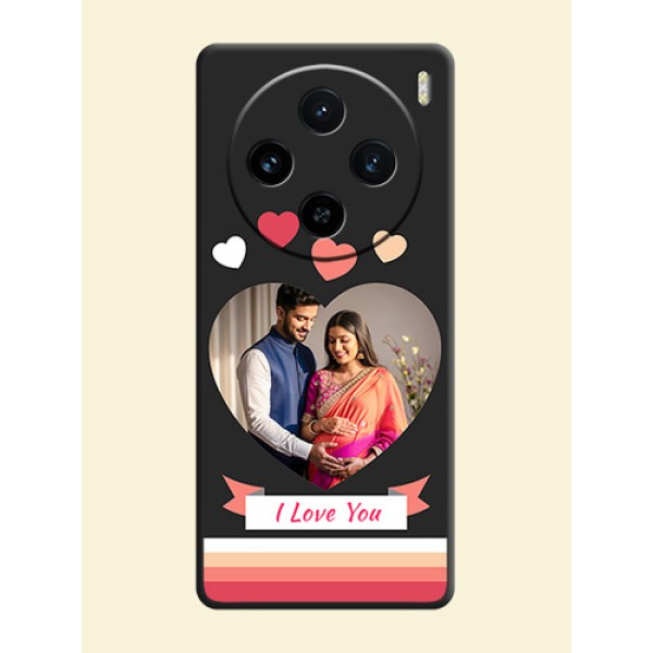 Love Shaped Photo with Colorful Stripes on Personalised Space Black Soft Matte Cases - Vivo X100 5G Love Shaped Photo with Colorful Stripes on Personalised Space Black Soft Matte Cases - Vivo X100 5G