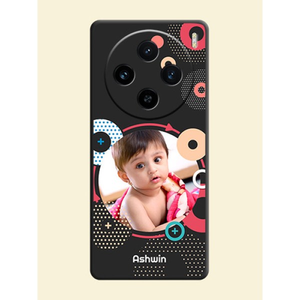 Multicoloured Round Image on Personalised Space Black Soft Matte Cases - Vivo X100 5G