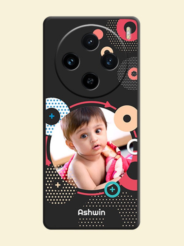 Multicoloured Round Image on Personalised Space Black Soft Matte Cases - Vivo X100 5G