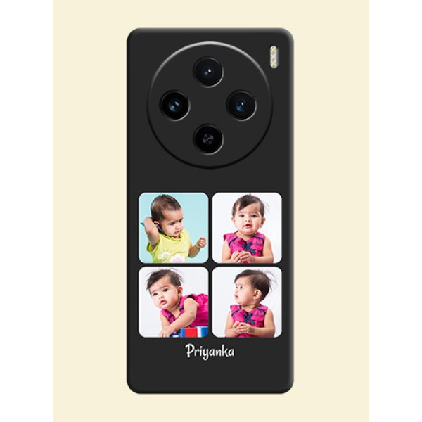 Floral Art with 6 Image Holder - Photo on Space Black Soft Matte Mobile Case - Vivo X100 5G Floral Art with 6 Image Holder - Photo on Space Black Soft Matte Mobile Case - Vivo X100 5G