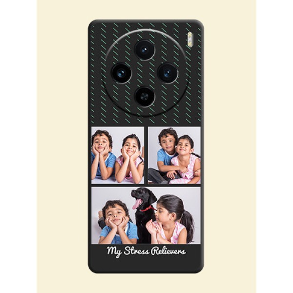 Cross Dotted Pattern with 2 Image Holder on Personalised Space Black Soft Matte Cases - Vivo X100 5G Cross Dotted Pattern with 2 Image Holder on Personalised Space Black Soft Matte Cases - Vivo X100 5G