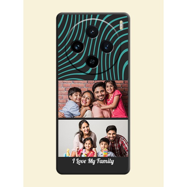 Wave Pattern with 2 Image Holder on Space Black Personalized Soft Matte Phone Covers - Vivo X100 5G Wave Pattern with 2 Image Holder on Space Black Personalized Soft Matte Phone Covers - Vivo X100 5G