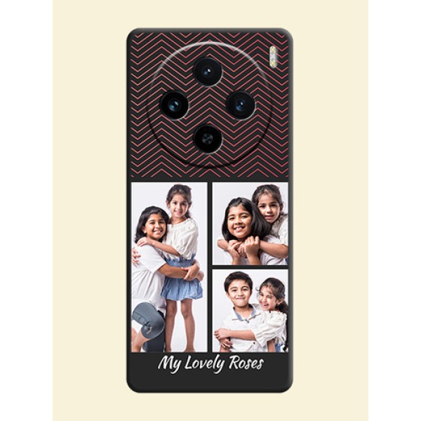 Wave Pattern with 3 Image Holder on Space Black Custom Soft Matte Back Cover - Vivo X100 5G Wave Pattern with 3 Image Holder on Space Black Custom Soft Matte Back Cover - Vivo X100 5G