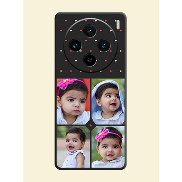 Multicolor Dotted Pattern with 4 Image Holder on Space Black Custom Soft Matte Phone Cases - Vivo X100 5G Multicolor Dotted Pattern with 4 Image Holder on Space Black Custom Soft Matte Phone Cases - Vivo X100 5G