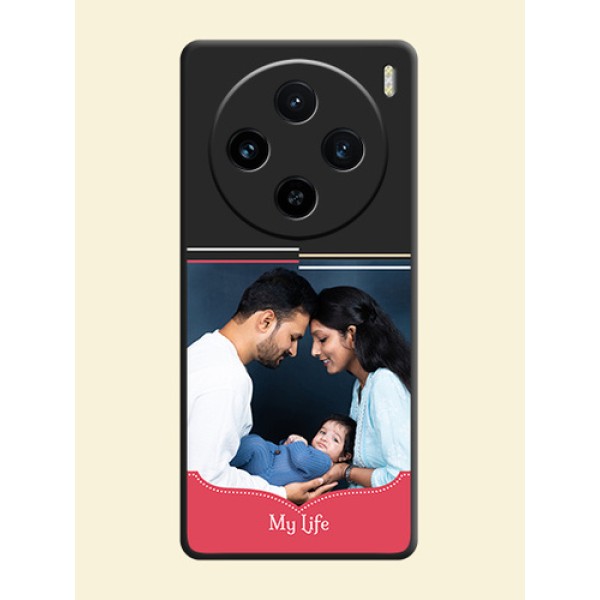 Classic Plain Design with Name - Photo on Space Black Soft Matte Phone Cover - Vivo X100 5G