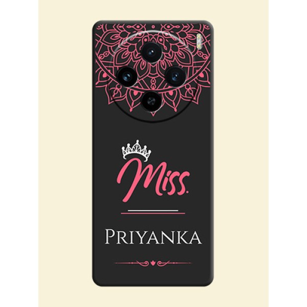 Mrs Name with Floral Design on Space Black Personalized Soft Matte Phone Covers - Vivo X100 5G Mrs Name with Floral Design on Space Black Personalized Soft Matte Phone Covers - Vivo X100 5G
