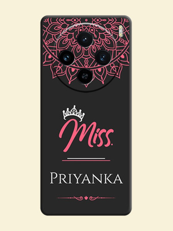 Mrs Name with Floral Design on Space Black Personalized Soft Matte Phone Covers - Vivo X100 5G