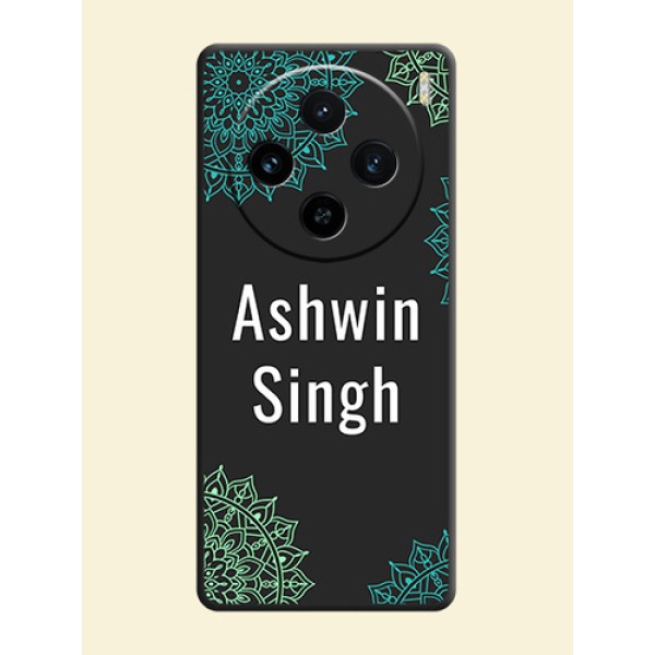 Your Name with Floral Design on Space Black Custom Soft Matte Back Cover - Vivo X100 5G Your Name with Floral Design on Space Black Custom Soft Matte Back Cover - Vivo X100 5G