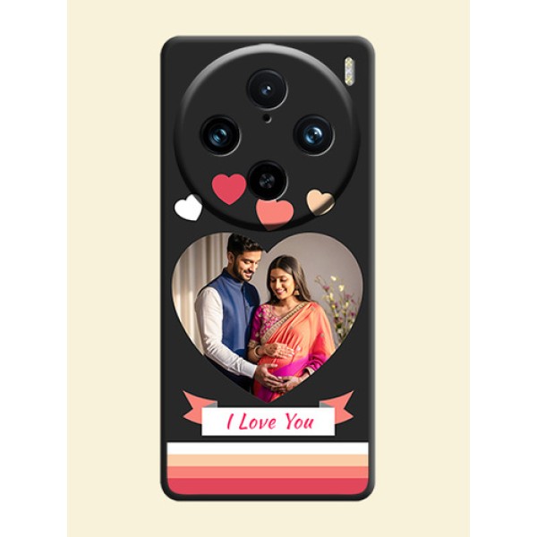 Love Shaped Photo with Colorful Stripes on Personalised Space Black Soft Matte Cases - Vivo X100 Pro 5G Love Shaped Photo with Colorful Stripes on Personalised Space Black Soft Matte Cases - Vivo X100 Pro 5G