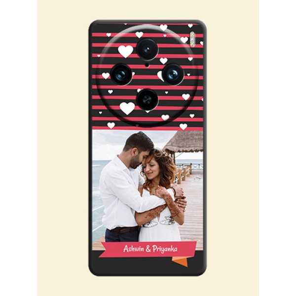 White Color Love Symbols with Pink Lines Pattern on Space Black Custom Soft Matte Phone Cases - Vivo X100 Pro 5G White Color Love Symbols with Pink Lines Pattern on Space Black Custom Soft Matte Phone Cases - Vivo X100 Pro 5G