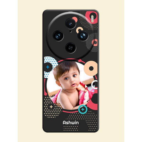 Multicoloured Round Image on Personalised Space Black Soft Matte Cases - Vivo X100 Pro 5G