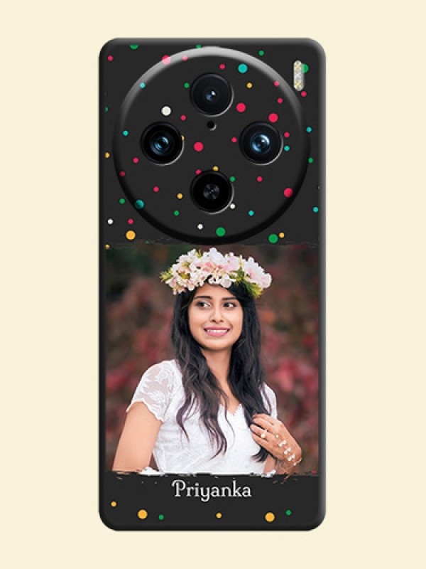 Multicolor Dotted Pattern with Text on Space Black Custom Soft Matte Phone Back Cover - Vivo X100 Pro 5G