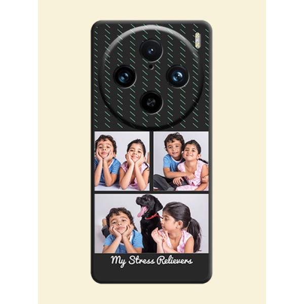 Cross Dotted Pattern with 2 Image Holder on Personalised Space Black Soft Matte Cases - Vivo X100 Pro 5G Cross Dotted Pattern with 2 Image Holder on Personalised Space Black Soft Matte Cases - Vivo X100 Pro 5G