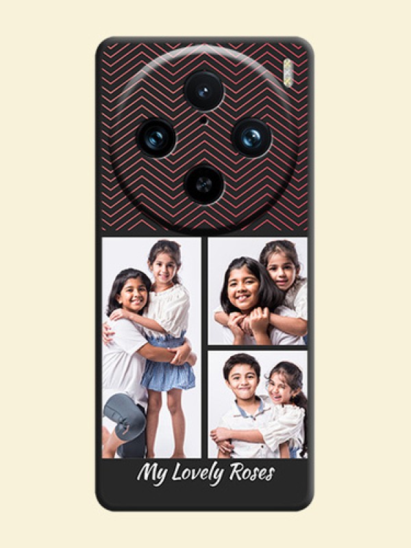 Wave Pattern with 3 Image Holder on Space Black Custom Soft Matte Back Cover - Vivo X100 Pro 5G