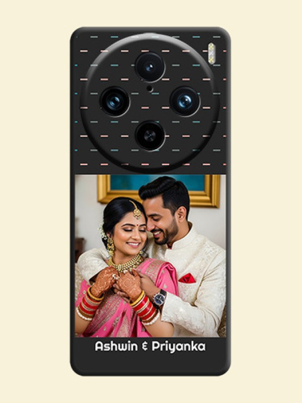 Line Pattern Design with Text on Space Black Custom Soft Matte Phone Back Cover - Vivo X100 Pro 5G