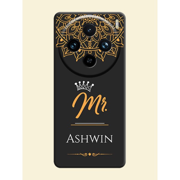 Mr Name with Floral Design on Personalised Space Black Soft Matte Cases - Vivo X100 Pro 5G Mr Name with Floral Design on Personalised Space Black Soft Matte Cases - Vivo X100 Pro 5G
