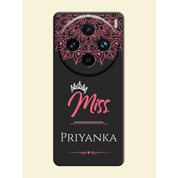 Mrs Name with Floral Design on Space Black Personalized Soft Matte Phone Covers - Vivo X100 Pro 5G Mrs Name with Floral Design on Space Black Personalized Soft Matte Phone Covers - Vivo X100 Pro 5G