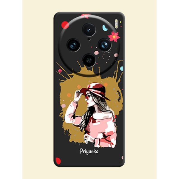 Mordern Lady With Color Splash Background With Custom Text On Space Black Personalized Soft Matte Phone Covers - Vivo X100 Pro 5G Mordern Lady With Color Splash Background With Custom Text On Space Black Personalized Soft Matte Phone Covers - Vivo X100 Pro 5G