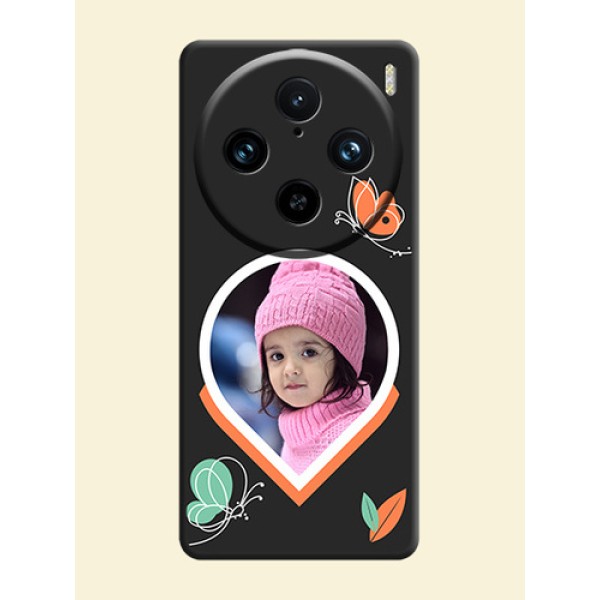 Upload Pic With Simple Butterly Design On Space Black Personalized Soft Matte Phone Covers - Vivo X100 Pro 5G Upload Pic With Simple Butterly Design On Space Black Personalized Soft Matte Phone Covers - Vivo X100 Pro 5G
