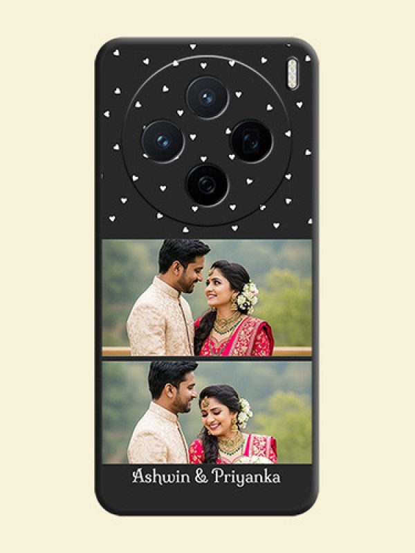 Miniature Love Symbols with Name On Space Black Custom Soft Matte Mobile Back Cover - Vivo X200 5G