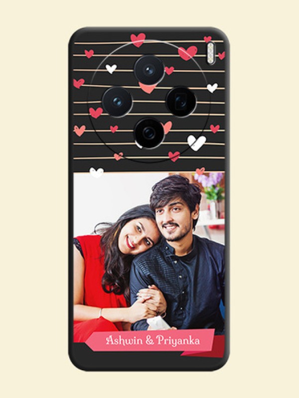 Love Pattern with Name on Pink Ribbon on Photo On Space Black Custom Soft Matte Mobile Back Cover - Vivo X200 5G