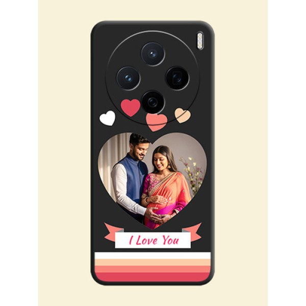 Love Shaped Photo with Colorful Stripes On Space Black Custom Soft Matte Mobile Back Cover - Vivo X200 5G Love Shaped Photo with Colorful Stripes On Space Black Custom Soft Matte Mobile Back Cover - Vivo X200 5G