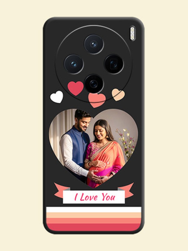 Love Shaped Photo with Colorful Stripes On Space Black Custom Soft Matte Mobile Back Cover - Vivo X200 5G