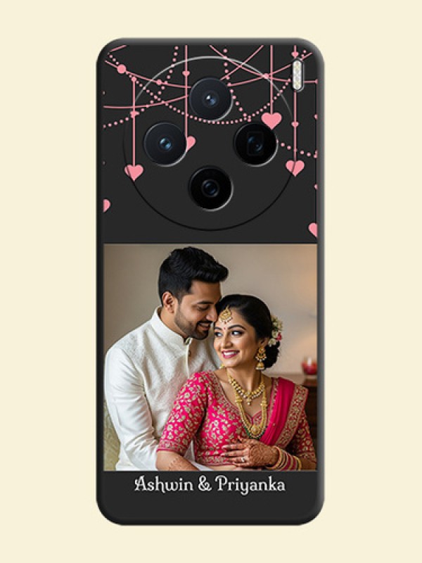 Pink Love Hangings with Text On Space Black Custom Soft Matte Mobile Back Cover - Vivo X200 5G