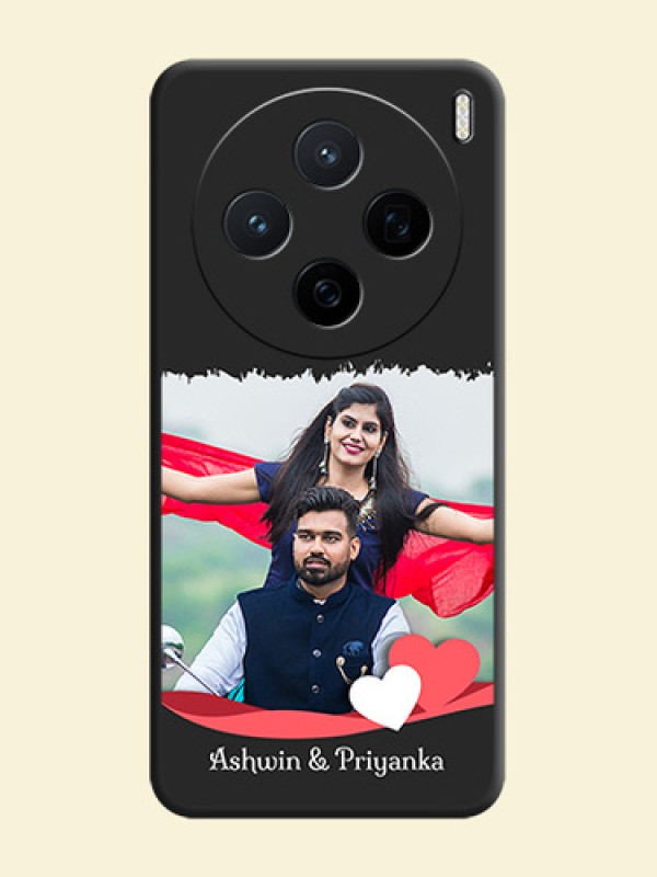 Pin Color Love Shaped Ribbon Design with Text On Space Black Custom Soft Matte Mobile Back Cover - Vivo X200 5G