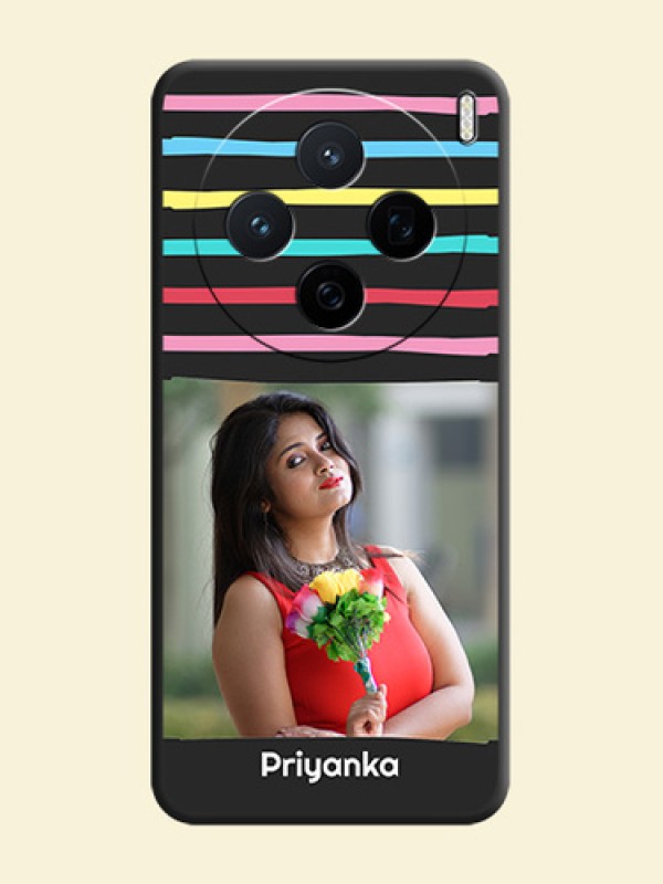 Multicolor Lines with Image On Space Black Custom Soft Matte Mobile Back Cover - Vivo X200 5G