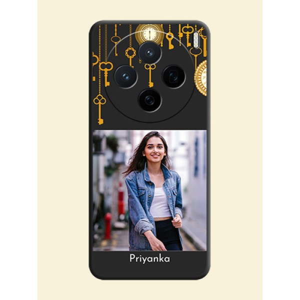 Decorative Design with Text On Space Black Custom Soft Matte Mobile Back Cover - Vivo X200 5G