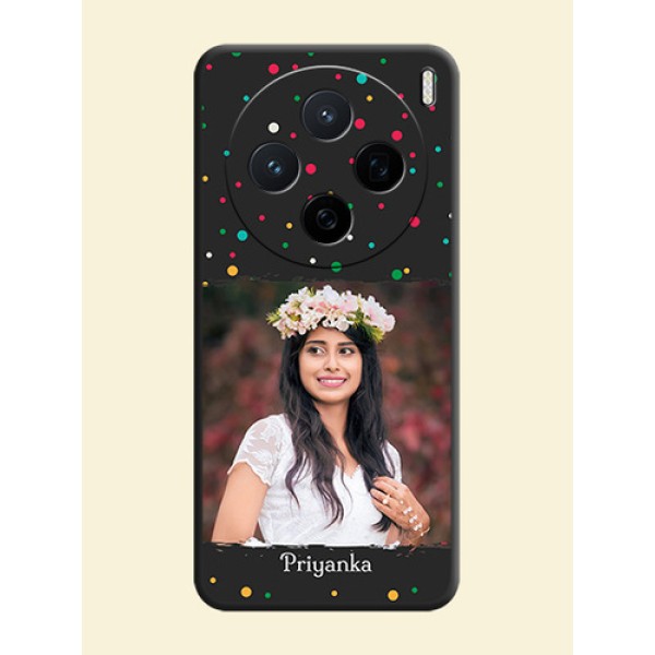 Multicolor Dotted Pattern with Text On Space Black Custom Soft Matte Mobile Back Cover - Vivo X200 5G Multicolor Dotted Pattern with Text On Space Black Custom Soft Matte Mobile Back Cover - Vivo X200 5G