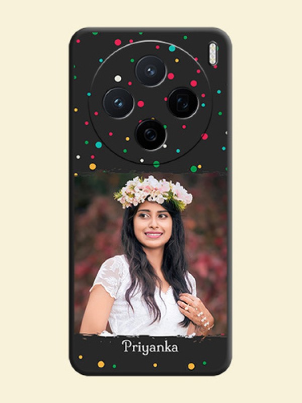 Multicolor Dotted Pattern with Text On Space Black Custom Soft Matte Mobile Back Cover - Vivo X200 5G