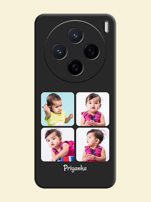 Floral Art with 6 Image Holder on Photo On Space Black Custom Soft Matte Mobile Back Cover - Vivo X200 5G