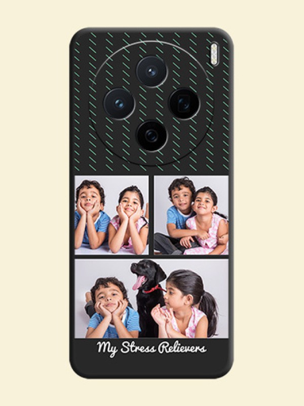 Cross Dotted Pattern with 2 Image Holder On Space Black Custom Soft Matte Mobile Back Cover - Vivo X200 5G