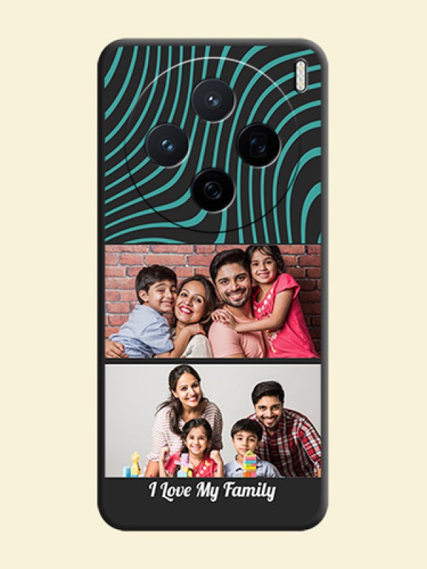 Wave Pattern with 2 Image Holder On Space Black Custom Soft Matte Mobile Back Cover - Vivo X200 5G