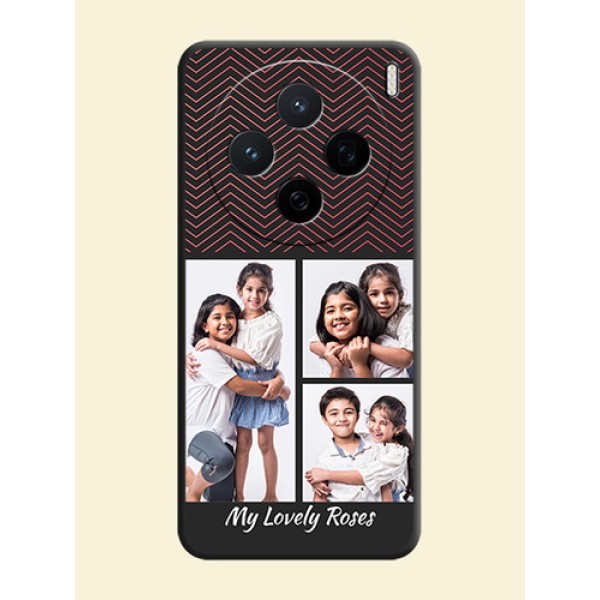 Wave Pattern with 3 Image Holder On Space Black Custom Soft Matte Mobile Back Cover - Vivo X200 5G Wave Pattern with 3 Image Holder On Space Black Custom Soft Matte Mobile Back Cover - Vivo X200 5G