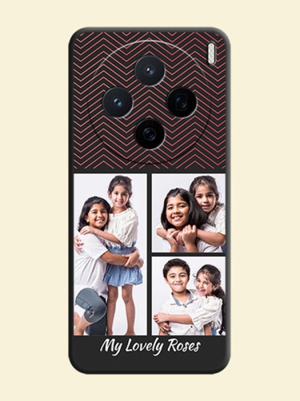 Wave Pattern with 3 Image Holder On Space Black Custom Soft Matte Mobile Back Cover - Vivo X200 5G