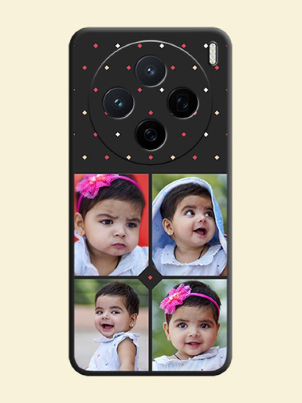 Multicolor Dotted Pattern with 4 Image Holder On Space Black Custom Soft Matte Mobile Back Cover - Vivo X200 5G