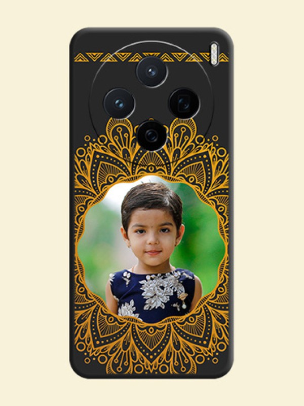 Round Image with Floral Design On Space Black Custom Soft Matte Mobile Back Cover - Vivo X200 5G