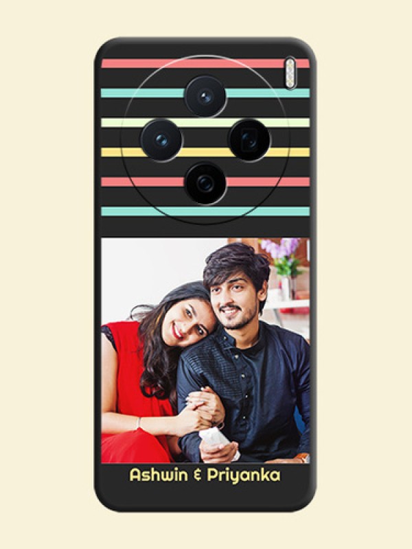 Color Stripes with Photo and Text on Photo On Space Black Custom Soft Matte Mobile Back Cover - Vivo X200 5G