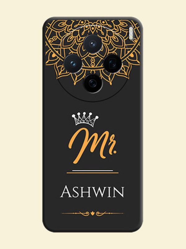 Mr Name with Floral Design On Space Black Custom Soft Matte Mobile Back Cover - Vivo X200 5G