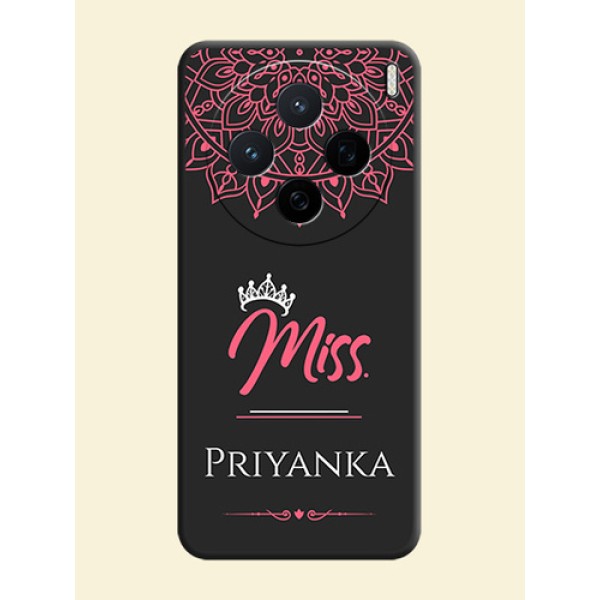 Mrs Name with Floral Design On Space Black Custom Soft Matte Mobile Back Cover - Vivo X200 5G Mrs Name with Floral Design On Space Black Custom Soft Matte Mobile Back Cover - Vivo X200 5G