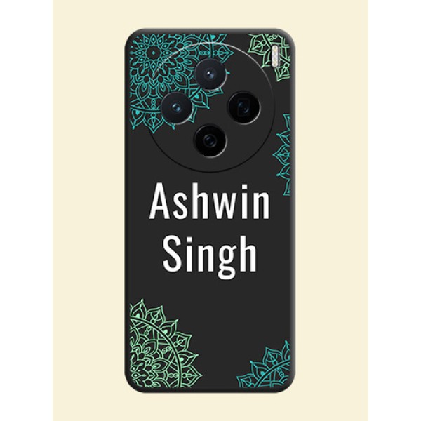 Your Name with Floral Design On Space Black Custom Soft Matte Mobile Back Cover - Vivo X200 5G Your Name with Floral Design On Space Black Custom Soft Matte Mobile Back Cover - Vivo X200 5G