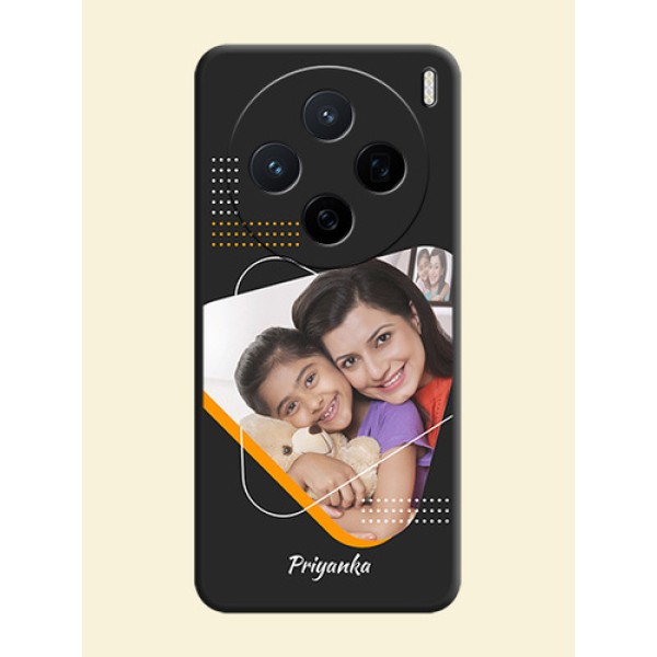 Yellow Triangle on Photo On Space Black Custom Soft Matte Mobile Back Cover - Vivo X200 5G Yellow Triangle on Photo On Space Black Custom Soft Matte Mobile Back Cover - Vivo X200 5G