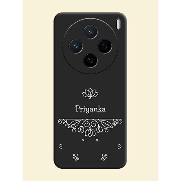 Lotus Garden Custom Text On Space Black Custom Soft Matte Mobile Back Cover - Vivo X200 5G Lotus Garden Custom Text On Space Black Custom Soft Matte Mobile Back Cover - Vivo X200 5G