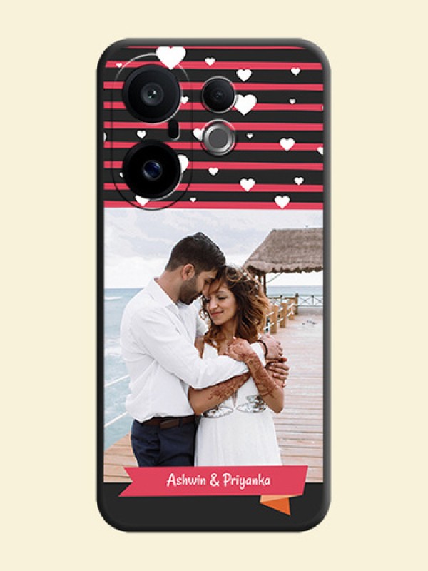 White Color Love Symbols with Pink Lines Pattern On Space Black Custom Soft Matte Mobile Back Cover - Vivo X200 FE 5G