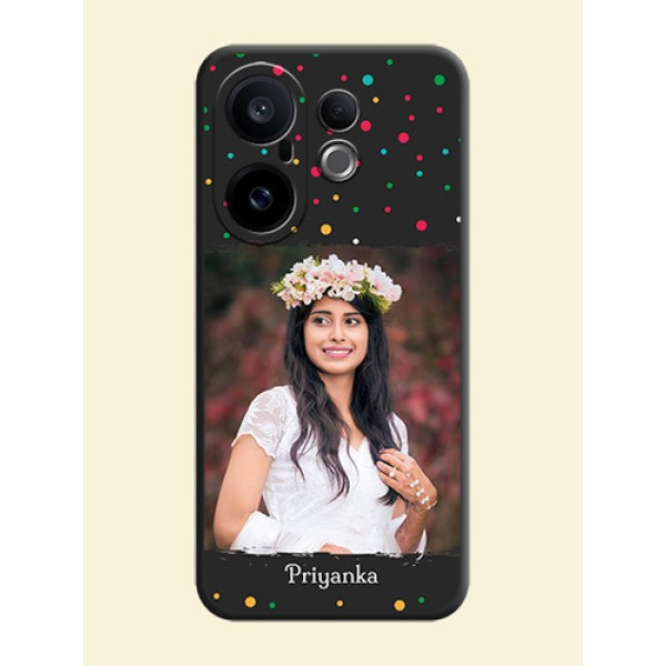 Multicolor Dotted Pattern with Text On Space Black Custom Soft Matte Mobile Back Cover - Vivo X200 FE 5G Multicolor Dotted Pattern with Text On Space Black Custom Soft Matte Mobile Back Cover - Vivo X200 FE 5G
