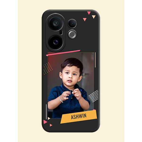 Photo Frame with Triangle Small Dots on Photo On Space Black Custom Soft Matte Mobile Back Cover - Vivo X200 FE 5G Photo Frame with Triangle Small Dots on Photo On Space Black Custom Soft Matte Mobile Back Cover - Vivo X200 FE 5G